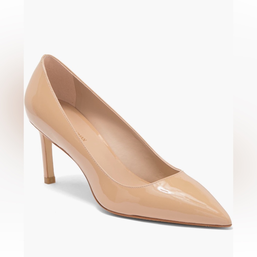 Stuart Weitzman Nude Patent Pointed-Toe Pump